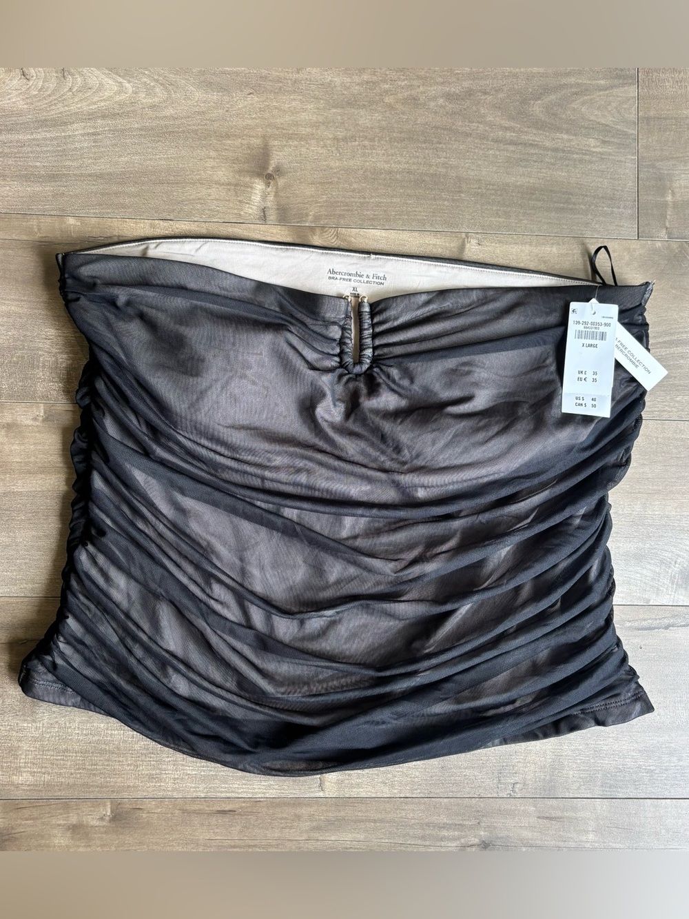 NWT Abercrombie & Fitch Bra Free Collection Mesh Hardware Tube Top Black XL